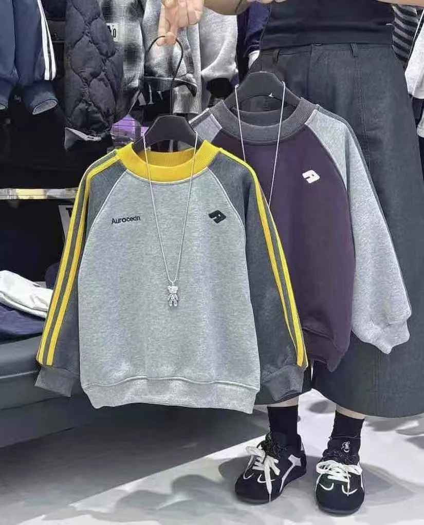 男童加绒卫衣2025新款秋冬款中大童男孩秋冬季加厚儿童打底衫