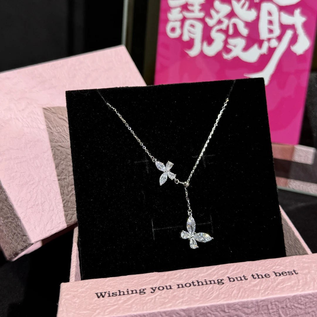 坠链均925银 坠链均925银坠链均银蝴蝶吊坠轻奢高级感仙女精致