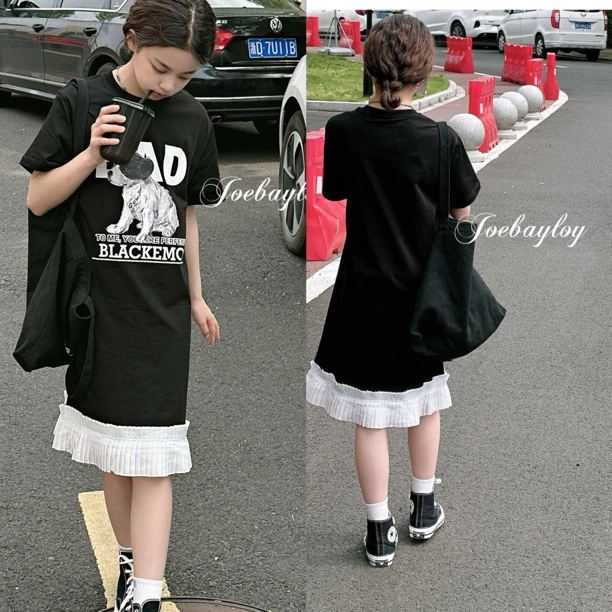 乔贝乐女童夏季短袖T恤裙69191卡通印花洋气长裤夏季休闲百搭漂亮