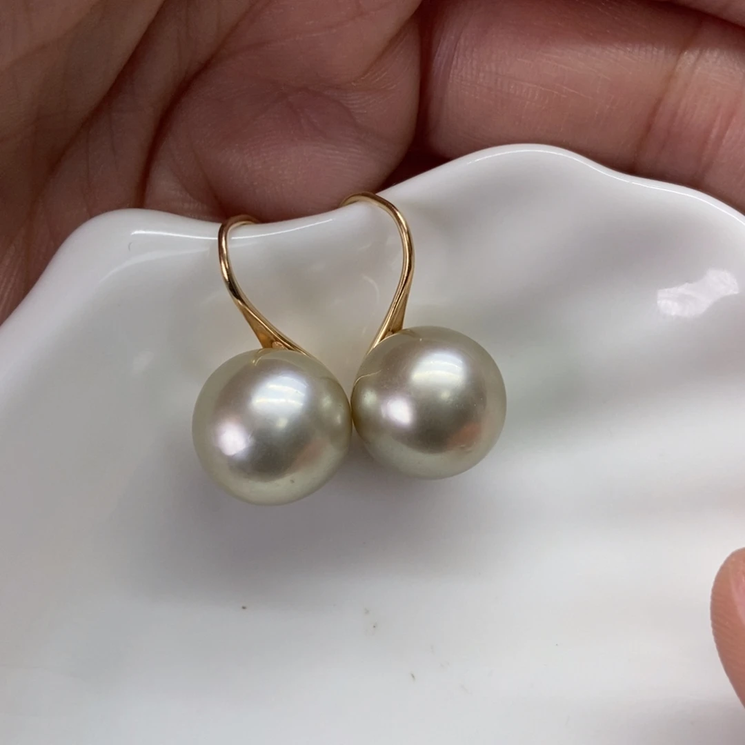 银S925镶嵌海水珍珠耳饰