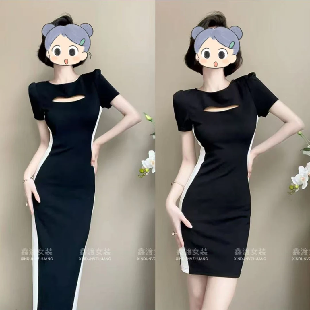 2025夏季新款时尚显瘦气质女士网红洋气连衣裙百搭款D9134