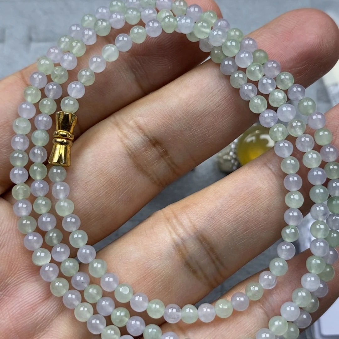 定制翡翠未镶嵌马卡龙3.6mm