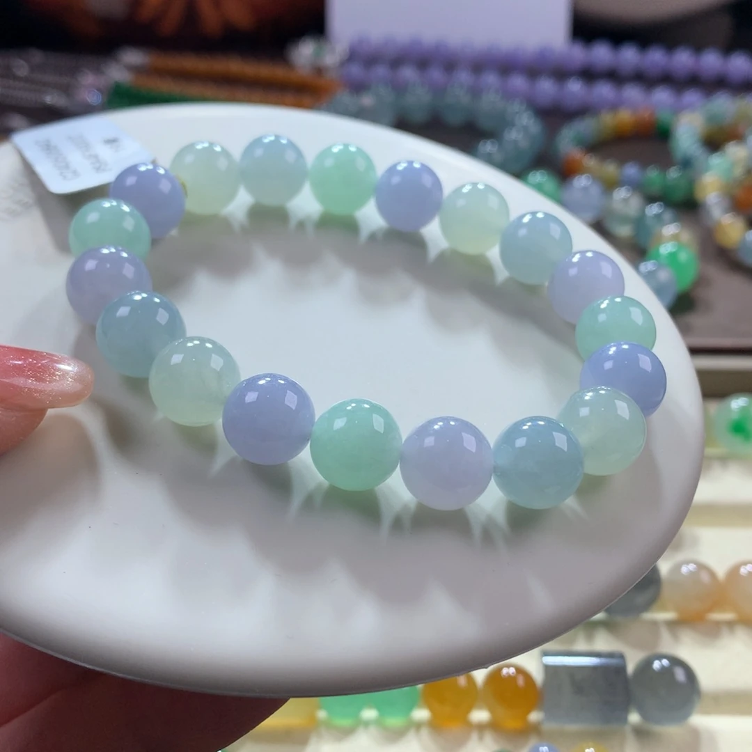 翡翠手链未镶嵌胶润幻彩卡10