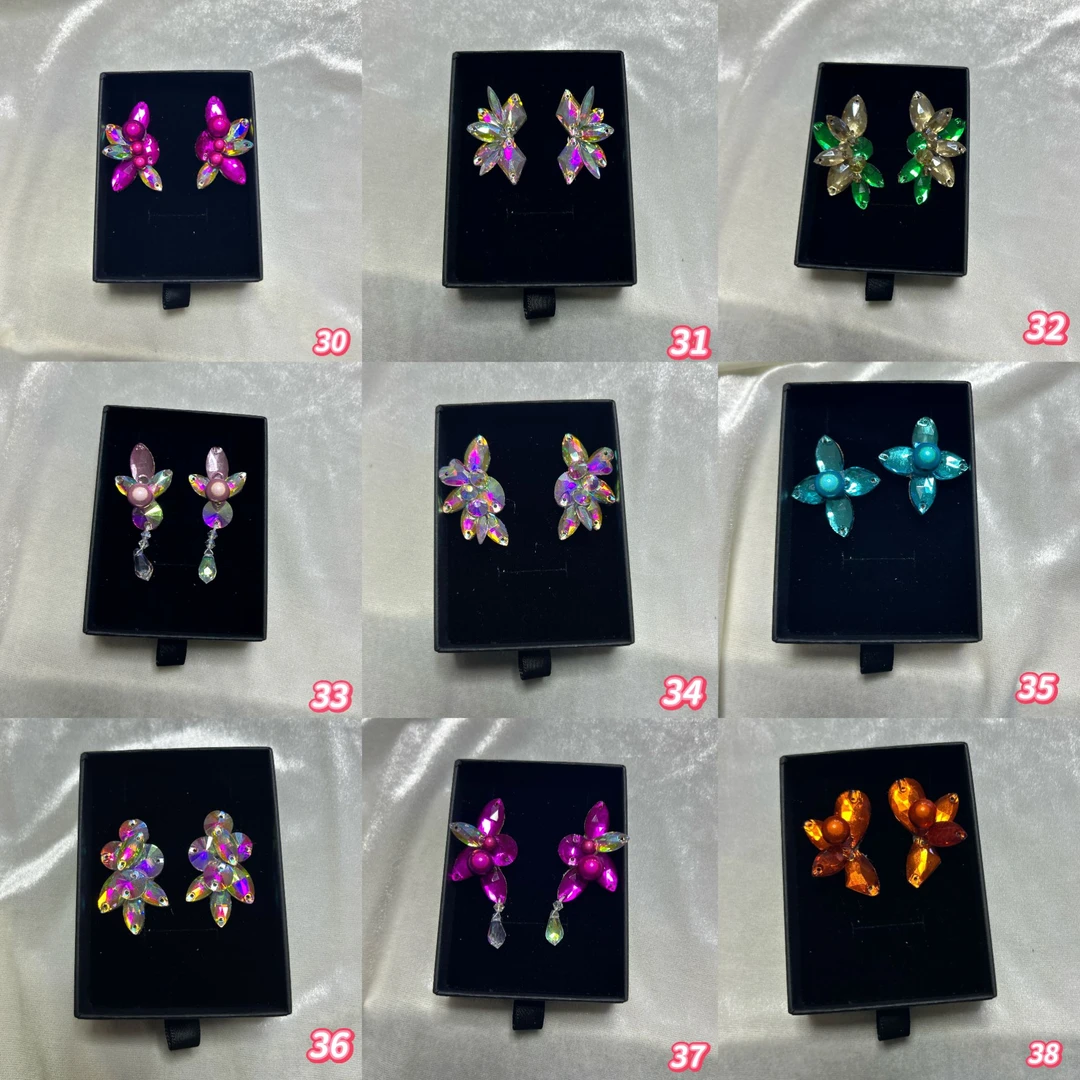 西朵舞服摩登舞配饰仿奥钻头饰闪亮耳饰耳环定制