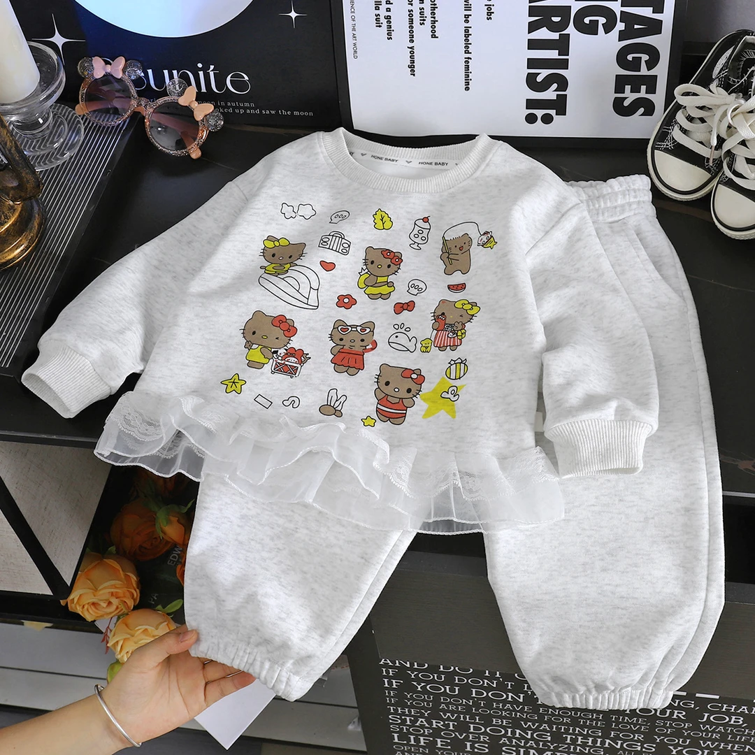 [亲子装】女童2025最新款套装260克卡通印花卫衣套装时尚秋季休闲