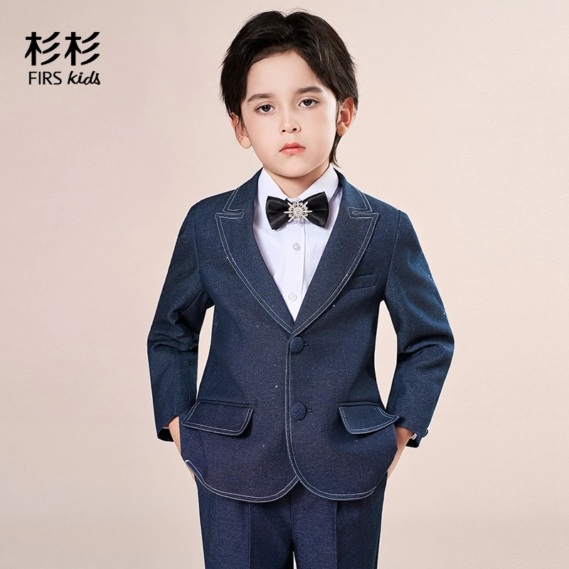 FIRS kids/杉杉常规西服纯色春秋休闲风条纹单排扣男学院风