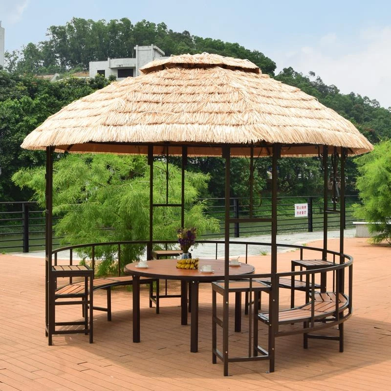 户外茅草亭子别墅庭院花园家用毛草棚稻草圆形凉亭农家乐院子帐篷