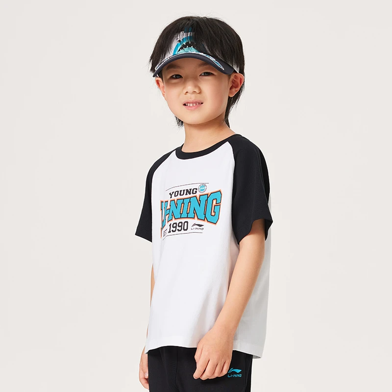 李宁童装短袖T恤男孩大童运动生活系列圆领百搭休闲运动服YHSU261
