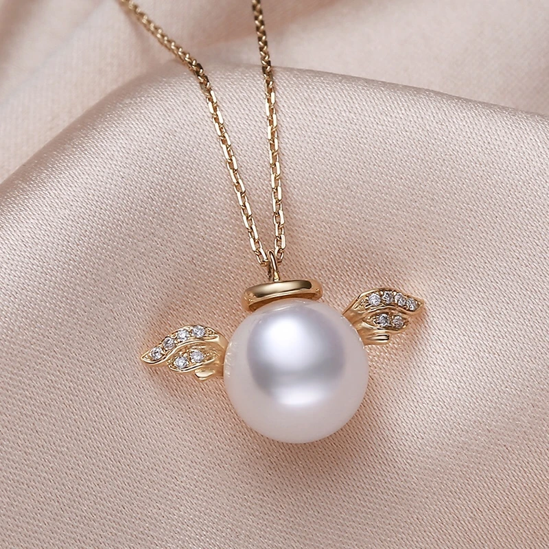 【珍珠大叔】海水Akoya珍珠18k天使吊坠项链8-9mm