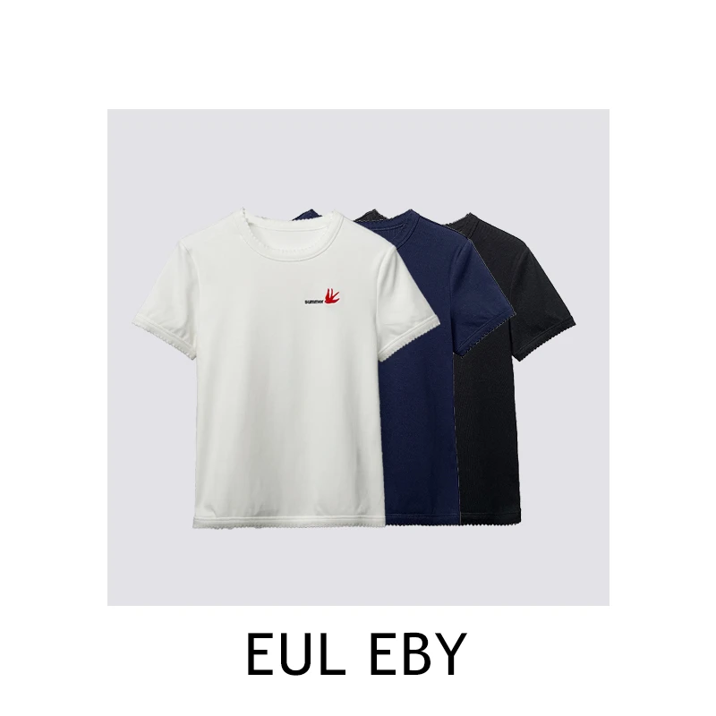 【一比Eby】水柔棉立体刺绣花边设计短袖T恤251037#