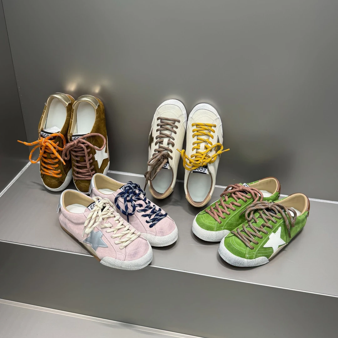 THE MIL麋鹿 韩国鸳鸯做旧星星脏脏鞋真皮休闲复古德训小白鞋女