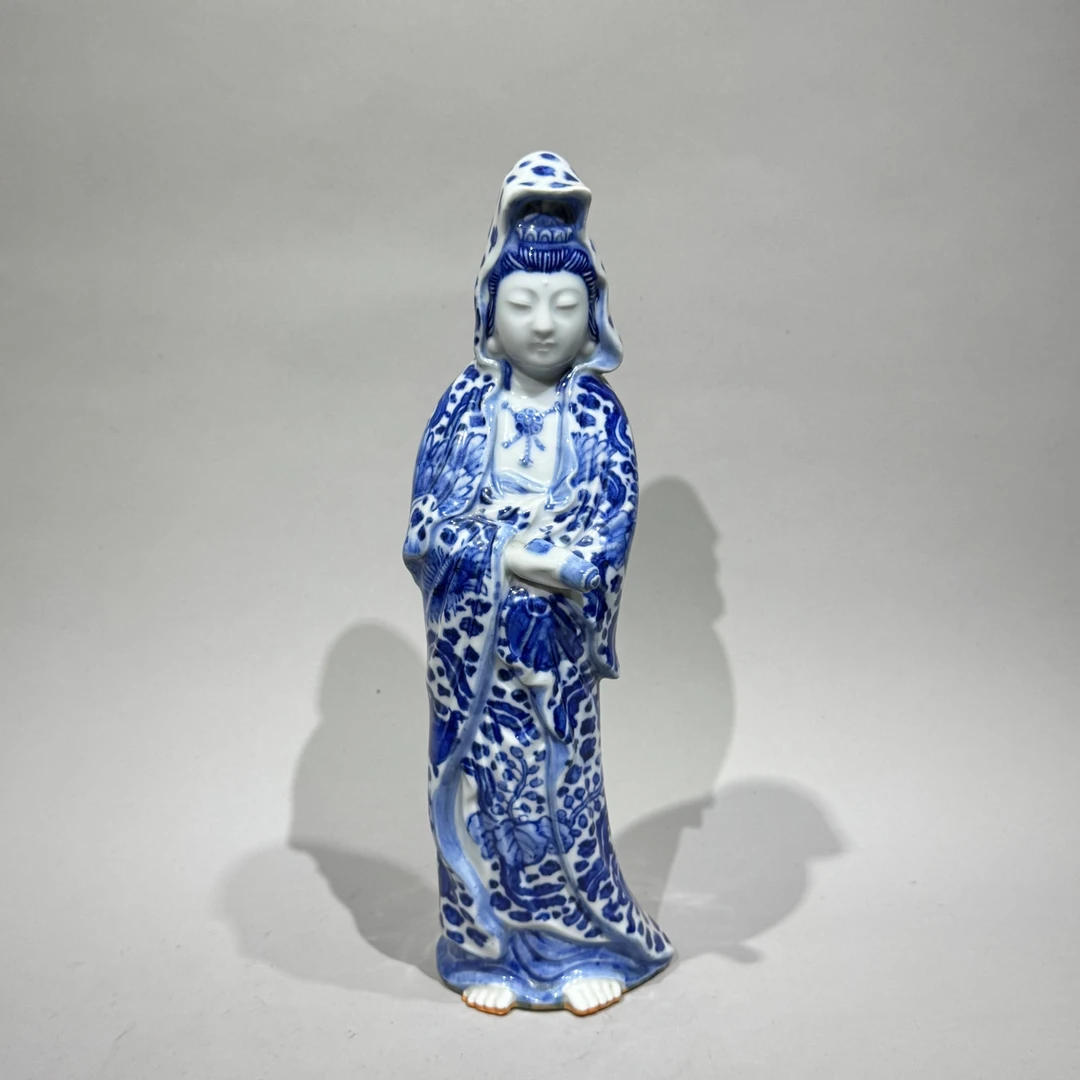 清光绪青花观音瓷塑【古董拍卖】QV25QW0120006