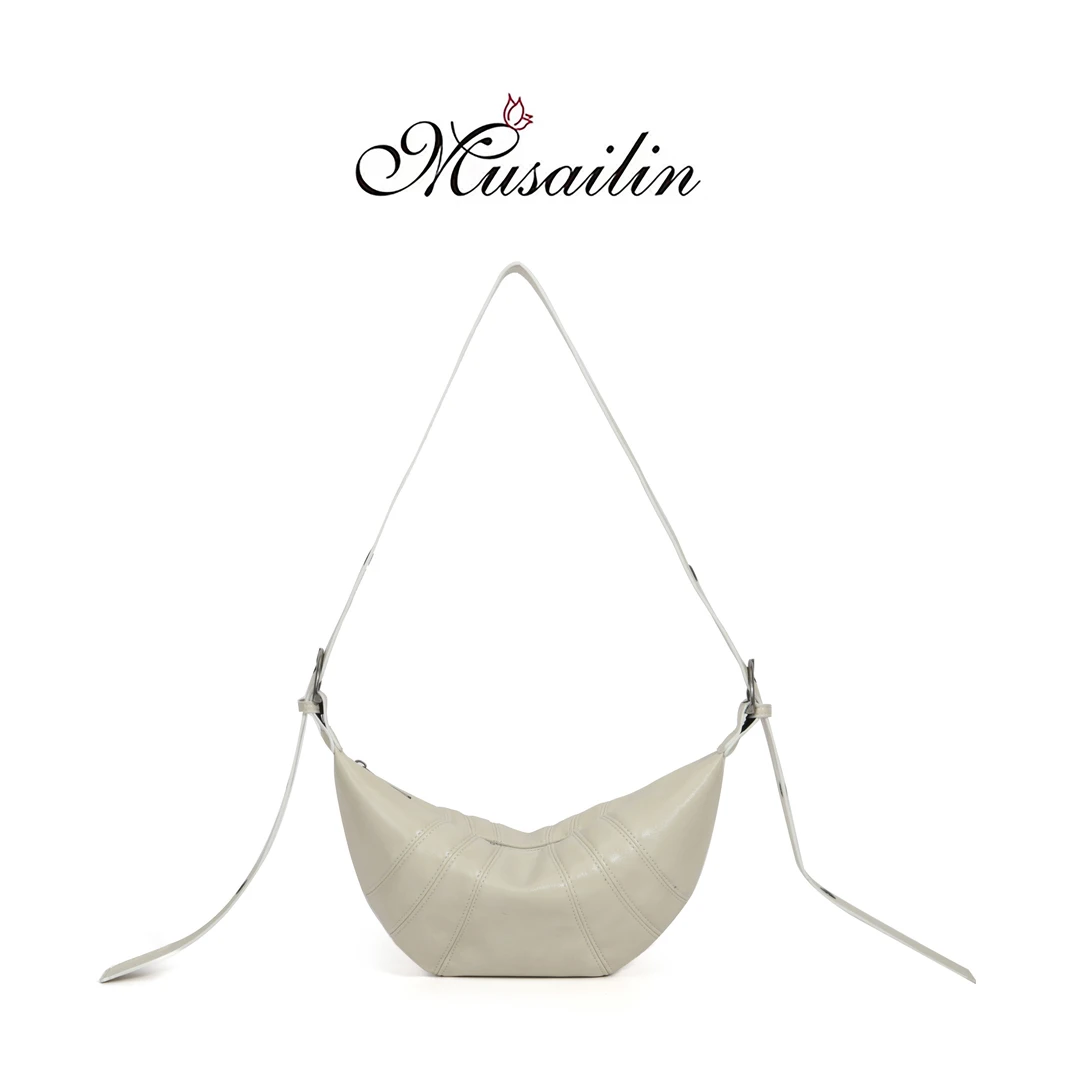 MUSAILIN/牧赛琳】春夏新款时尚百搭饺子包单肩斜挎包包M-1335米白