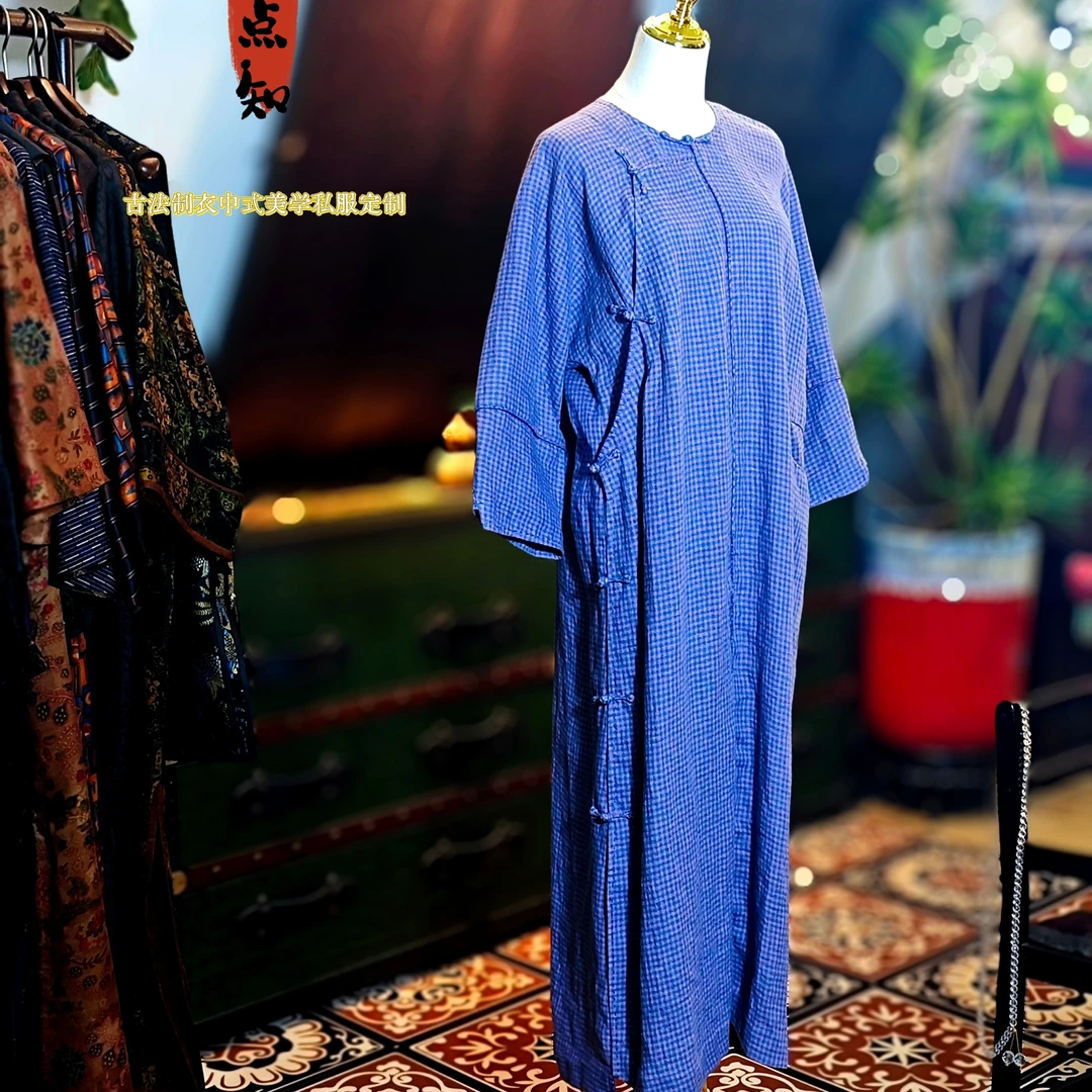 【雨点.知】现货出品中式美学私服亚麻盘扣连衣裙