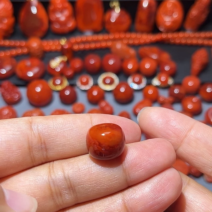 南红玛瑙未镶嵌配饰妖花火焰纹老型14mm