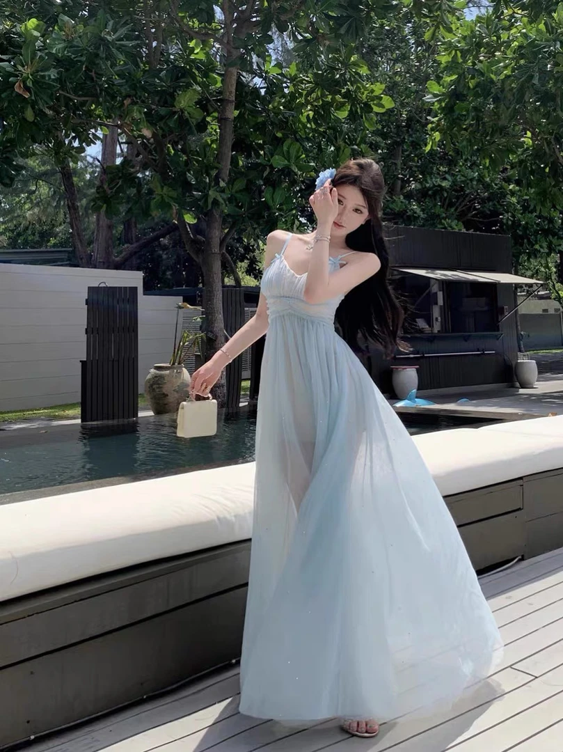 长裙连衣裙吊带连衣裙夏季吊带性感晚礼服轻奢法式显瘦服装韩版气