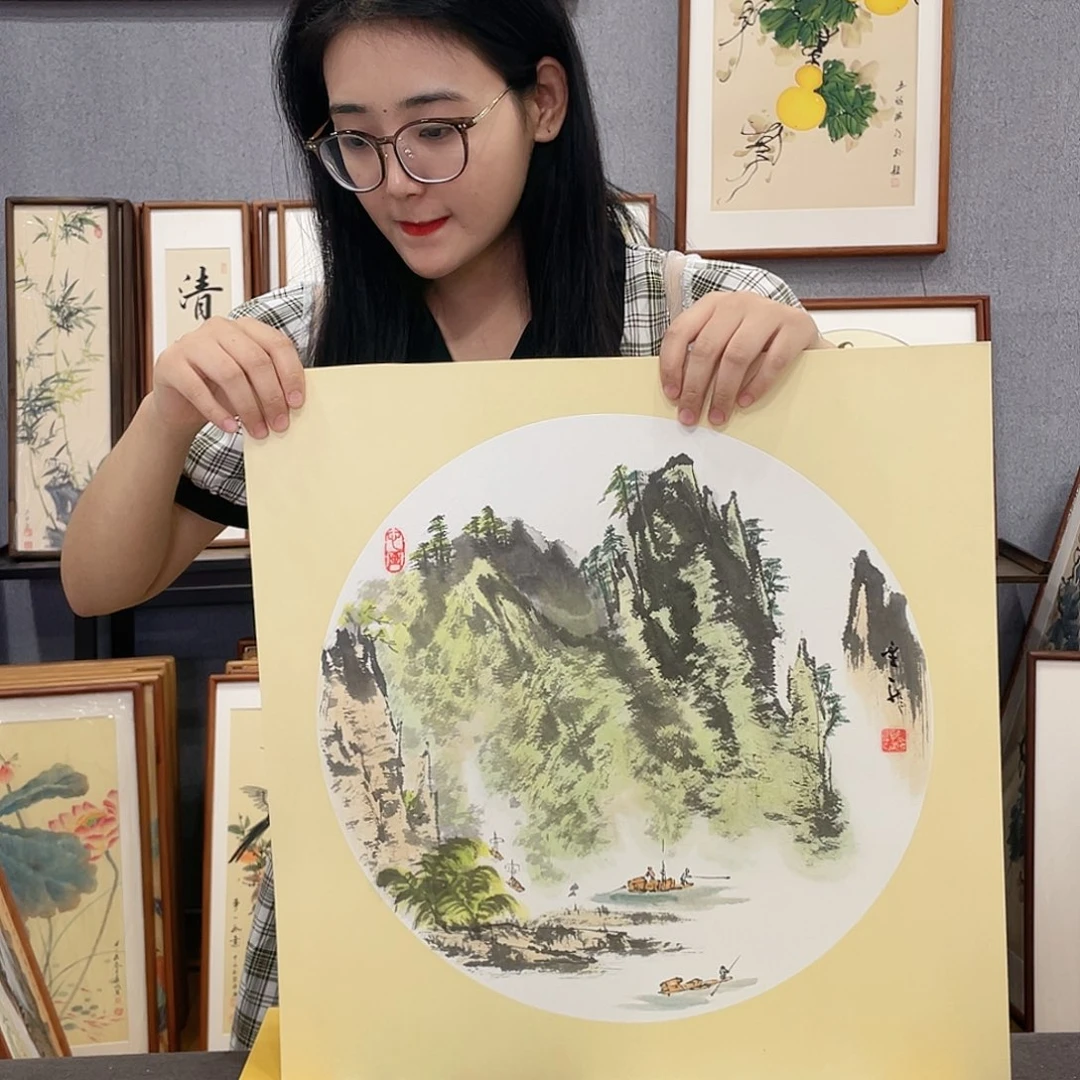 书法手绘带框尺寸：53*53