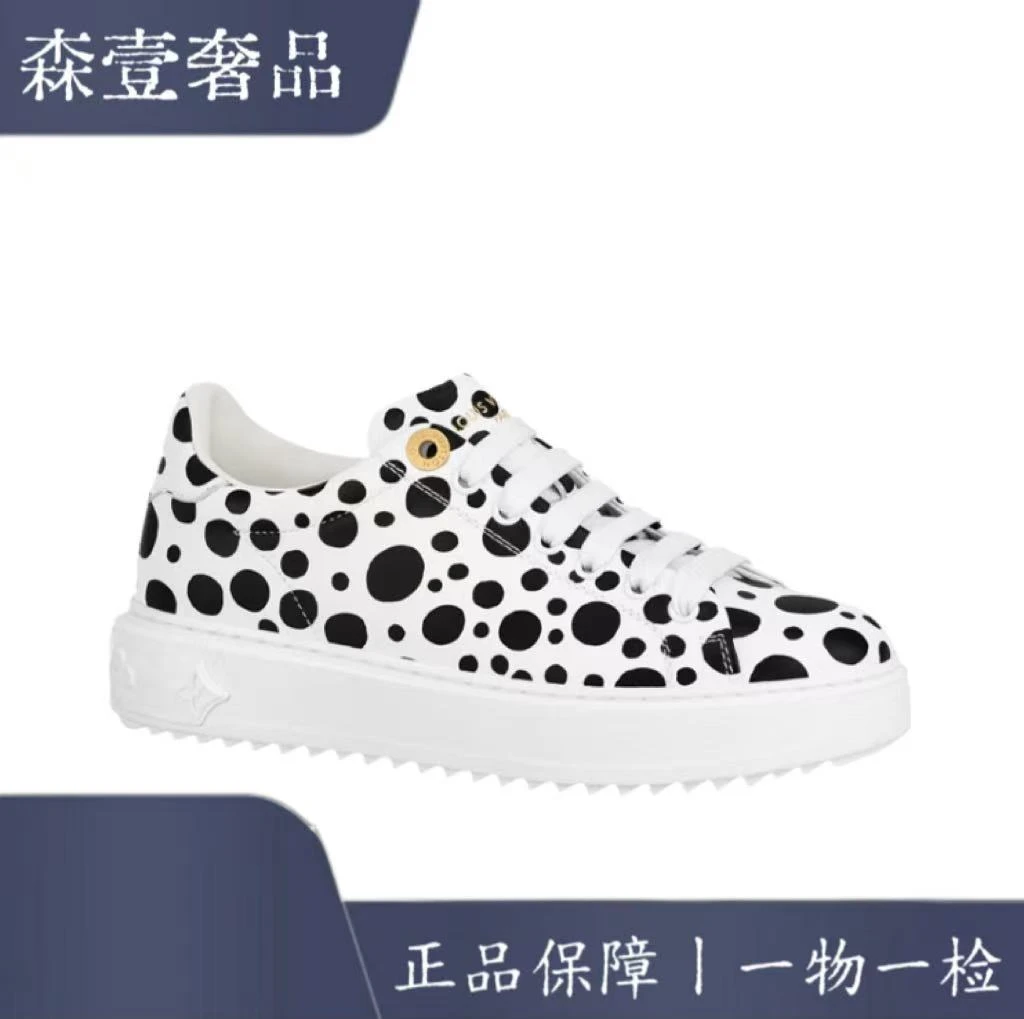 未使用 LouisVuitton/路易威登 草间弥生Time Out 牛皮女款 白黑