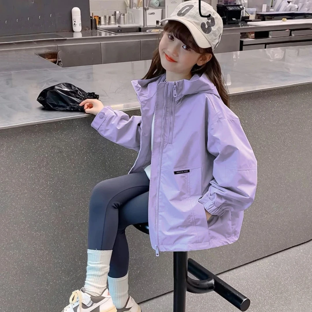 【现货】女童外套连帽冲锋衣春秋款2025款儿童衣服洋气童装女孩上衣