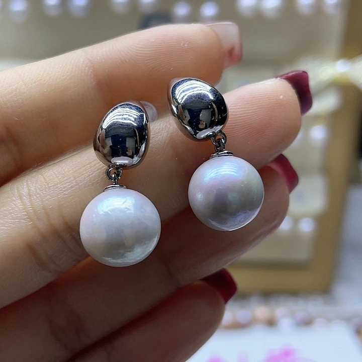 淡水珍珠耳饰银S925镶嵌