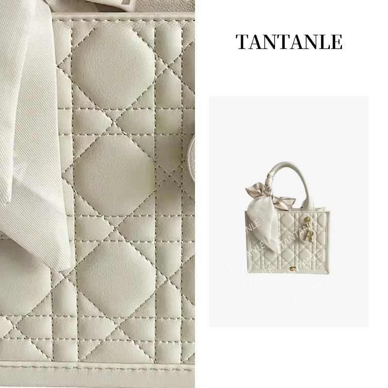 高定单肩手提斜跨轻奢时尚百搭质感女包（迪BK白色托特）