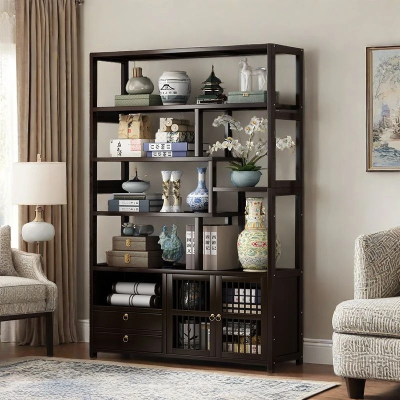 2025新款博古架客厅置物架新中式茶叶展示柜茶具收纳架陈列架紫