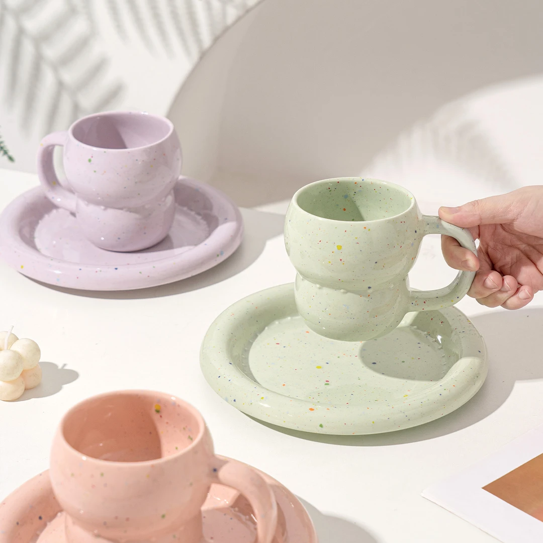 【新品】ezicok彩虹彩点仿纸杯咖啡杯随手杯ins风