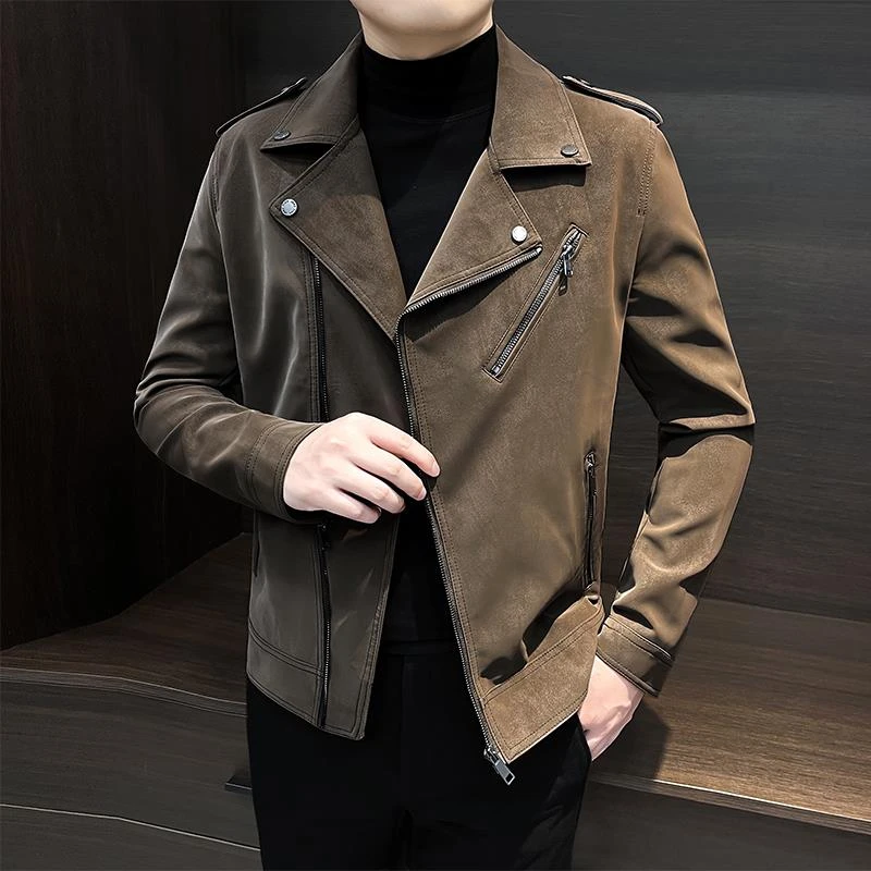 HKYC男士皮衣2025新款痞帅男装春秋款修身外套机车男款夹克潮流