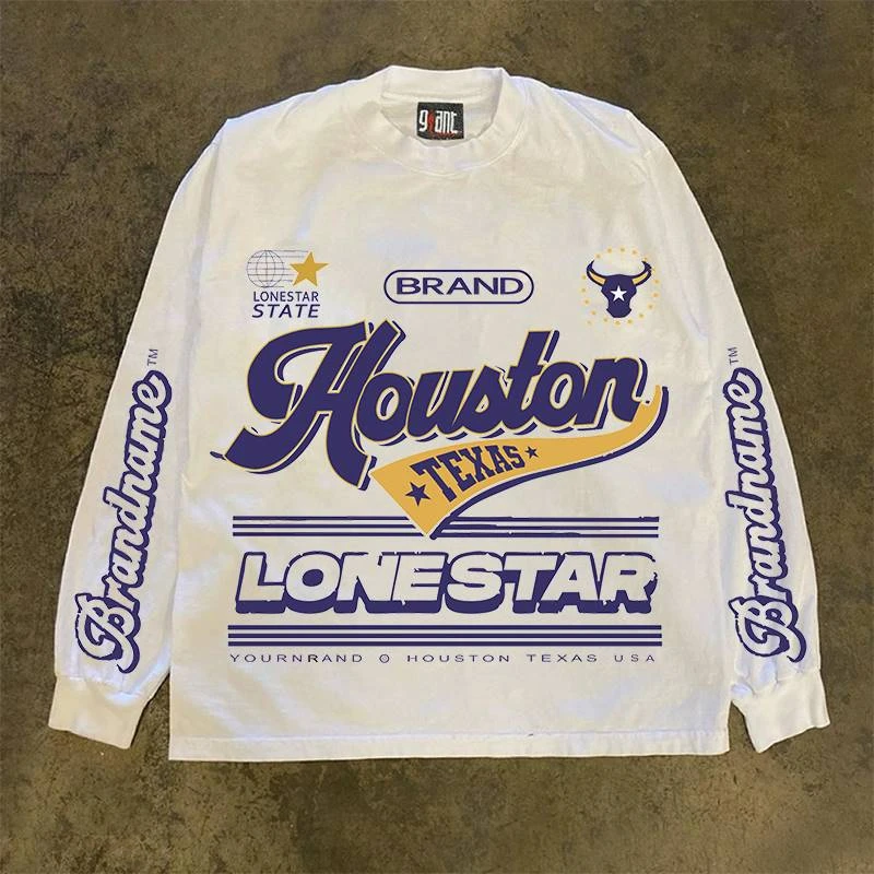 260克重磅！美式chic简约街头字母印花T恤男潮牌2025百搭长袖情侣