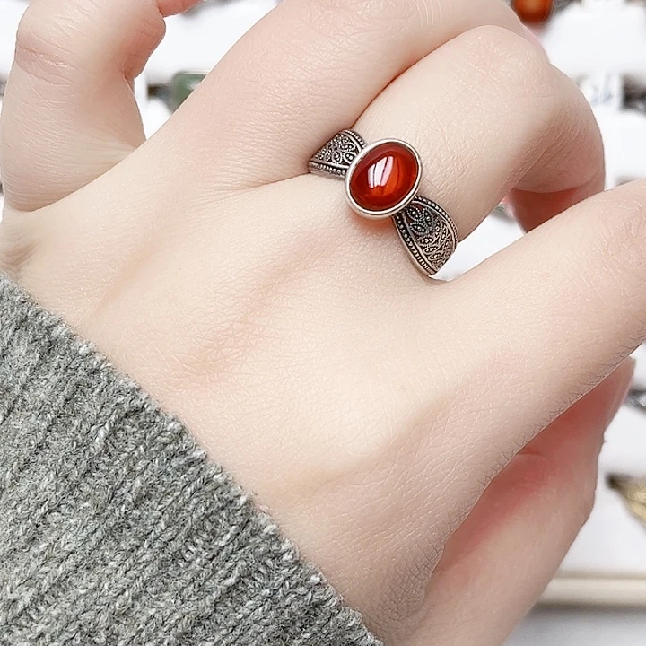 血珀银S925镶嵌戒指