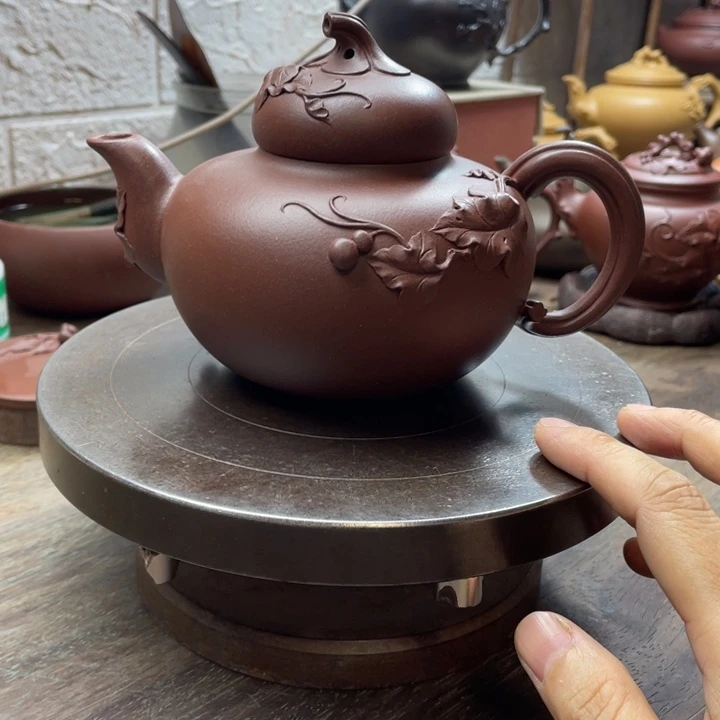 璀***空茶壶紫泥紫泥大葫芦双面