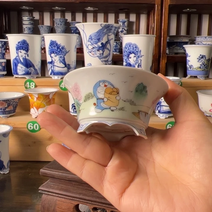 摆件手绘手工陶瓷花盆