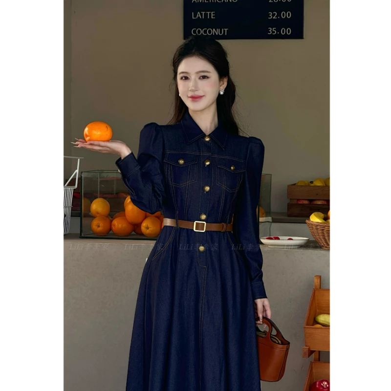 【加州日记】LiLi法式复古2025春新款长短款牛仔连衣裙XMZH6057