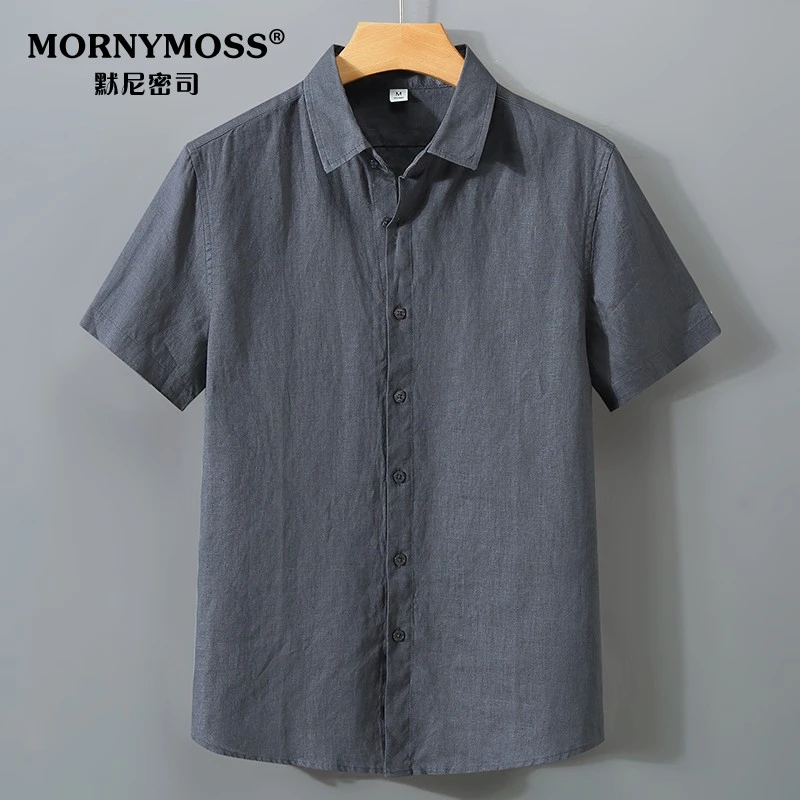 夏季亚麻短袖衬衫男衬衣宽松潮流薄款麻休闲白棉大码工装上衣潮牌