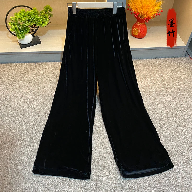 【70535】气质轻奢女装重工高级感设计师百搭丝绒长裤休闲时尚显瘦