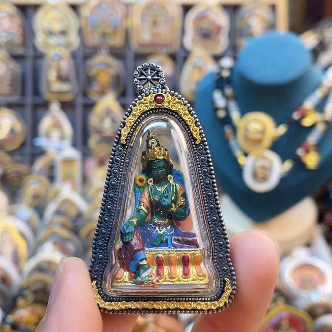 泥塑925银立体 绿度母 您说彩绘擦擦