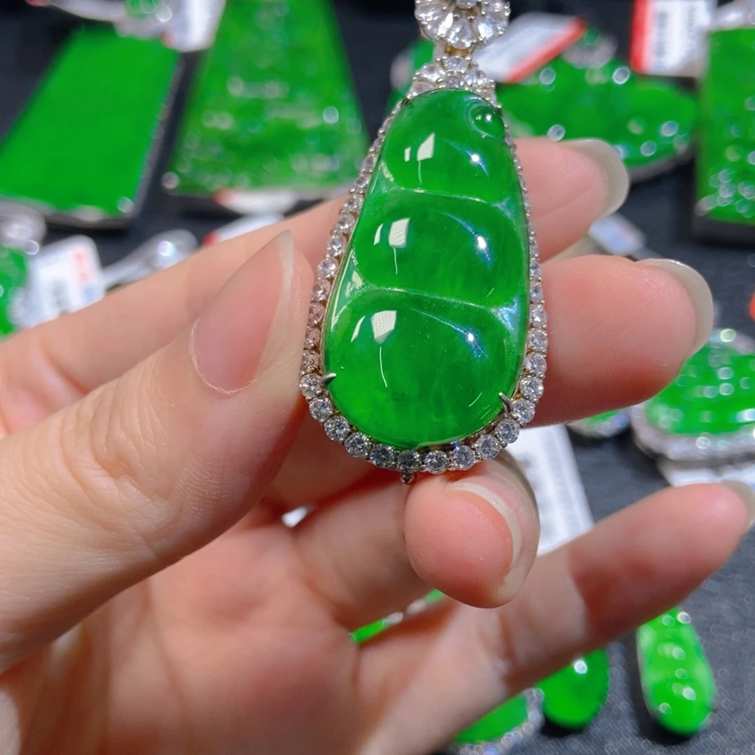 翡翠银S925镶嵌吊坠(不含链)
