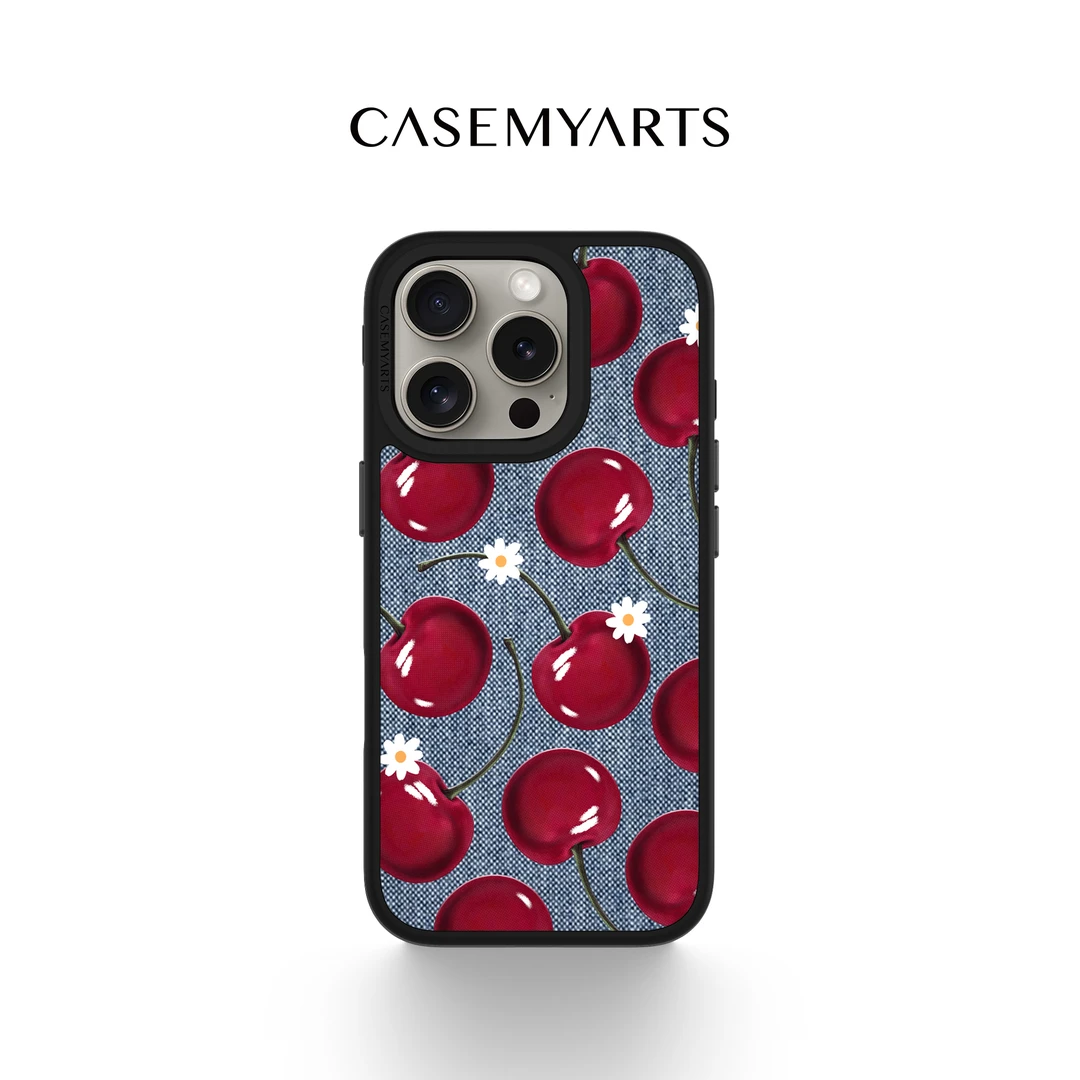 CASEMYARTS复古樱桃轻薄防摔磁吸手机壳适用苹果17/16/15/Pro/Max