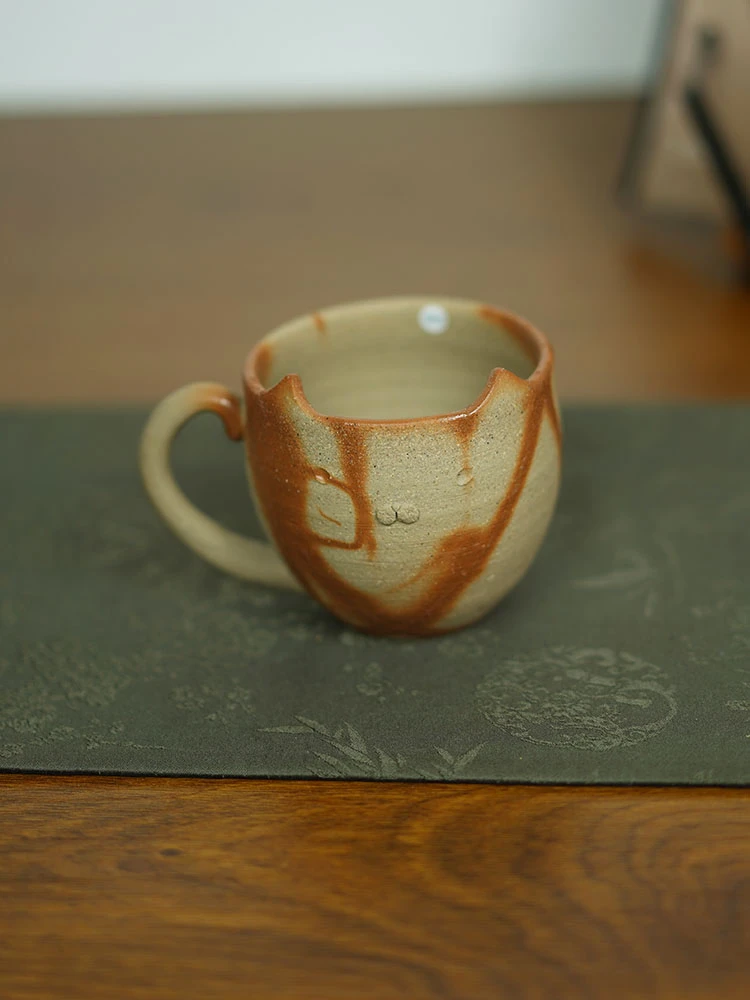 禾先集物 日本备前烧匠人竹崎洋子 猫咪马克杯 咖啡杯 1815#