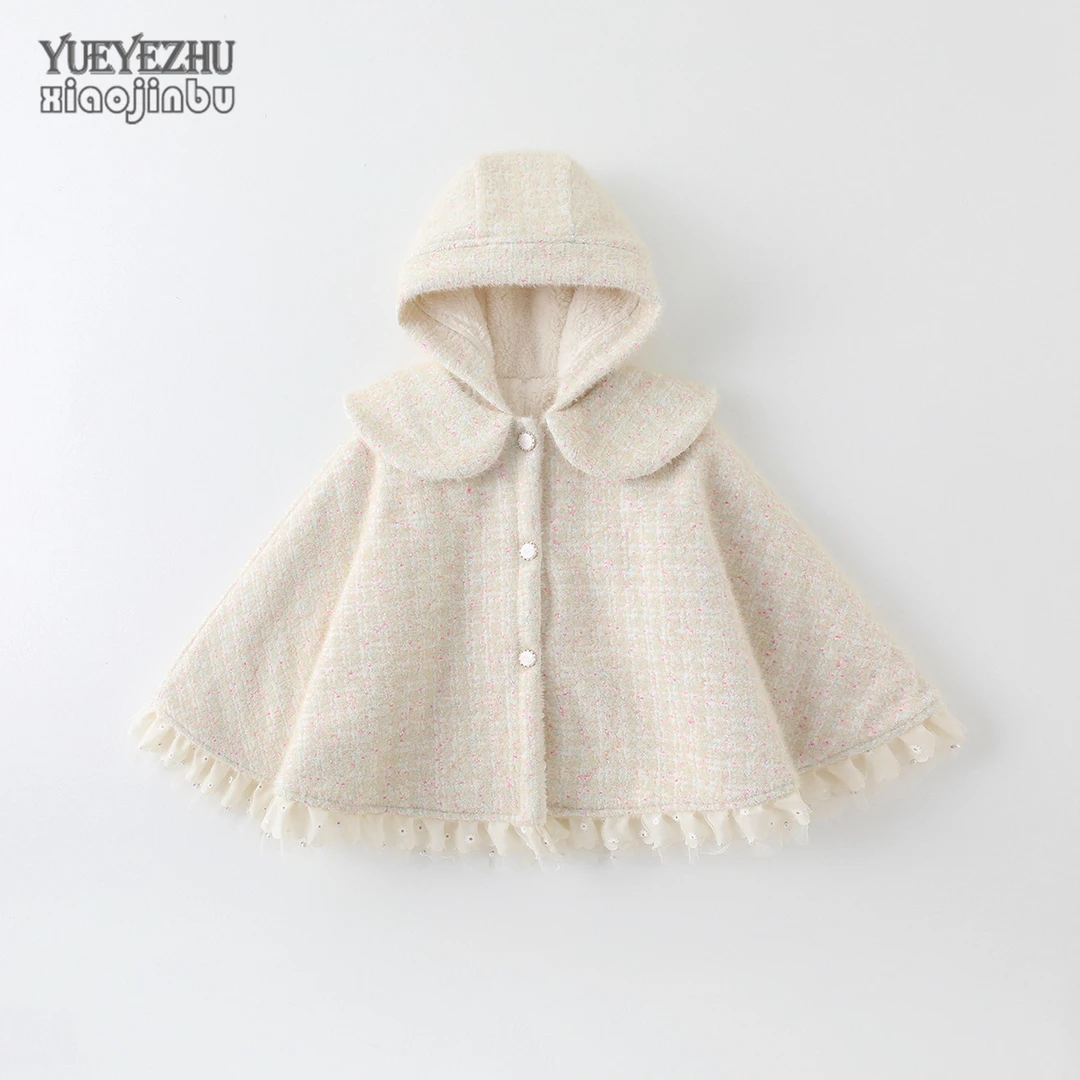 婴幼儿小香风斗篷外套秋冬女宝宝加绒保暖披风冬季儿童洋气披肩潮