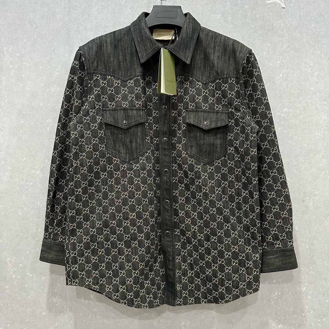 未使用 GUCCI/古驰 老花logo满印 牛仔外套 50码 006144
