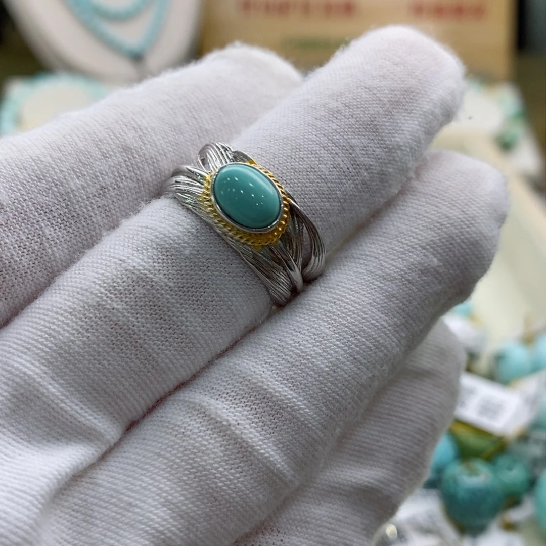 绿松石珠宝奇石银S925镶嵌