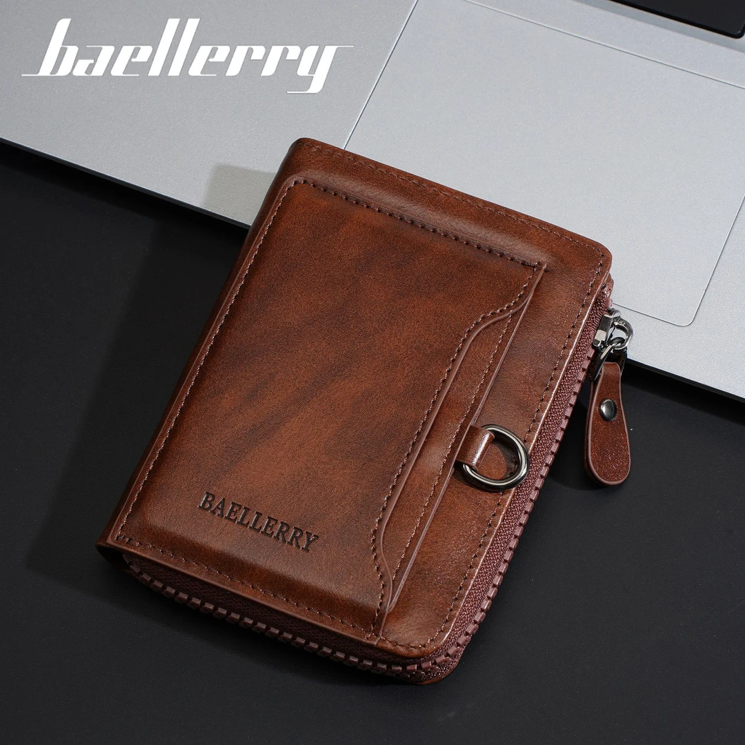 新款男士短款钱包欧美复古多卡位抽卡驾驶证证件包拉链零钱包卡包