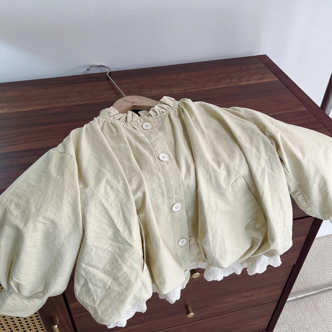 现货！女童秋季外套2025新款洋气时髦超好看森系花边秋装女孩上衣