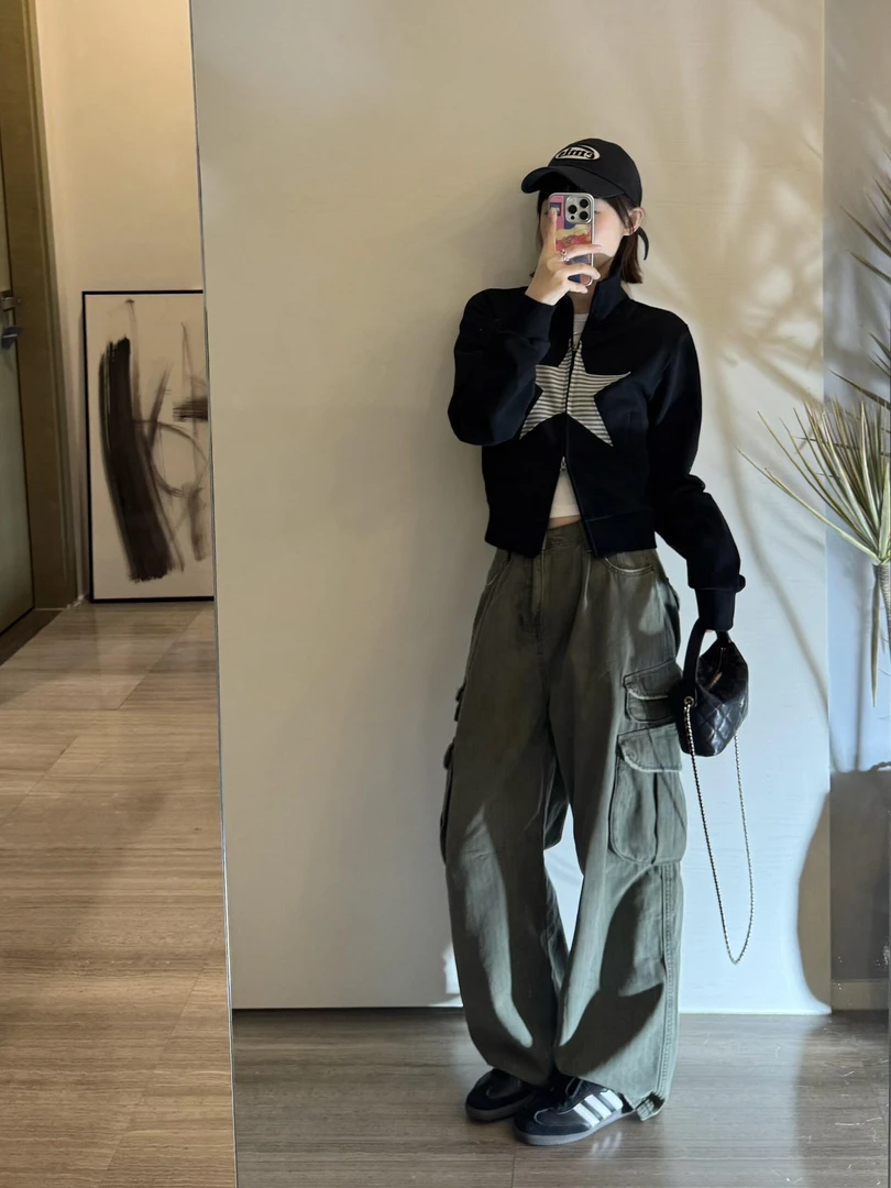 入秋衣服女套装秋季新款时尚长袖小个子美式外套显瘦阔腿工装裤