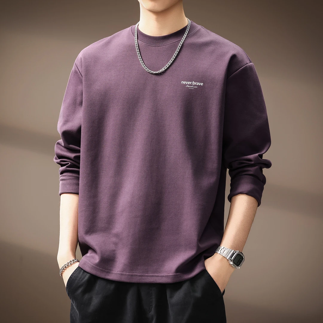 MR.MUDI/穆迪先生高端秋季新款字母印花长袖T恤男美式简约宽松