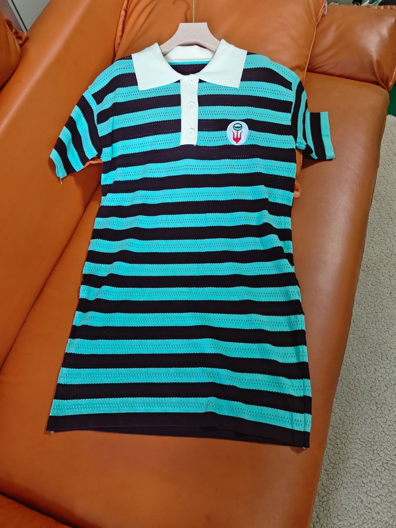 【SY293】撞色条纹裙女夏季大码简约宽松休闲中长款连衣裙女