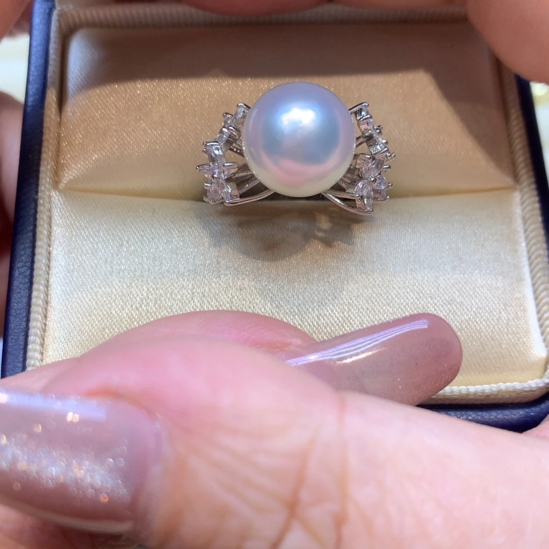 银S925镶嵌戒指海水珍珠