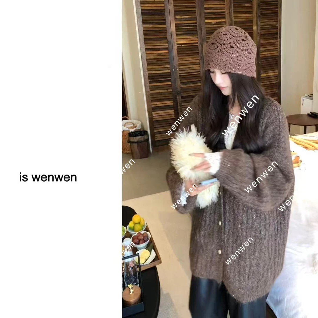 【WEN】珐琅新贵 新款韩系慵懒感毛衣开衫外套复  0778