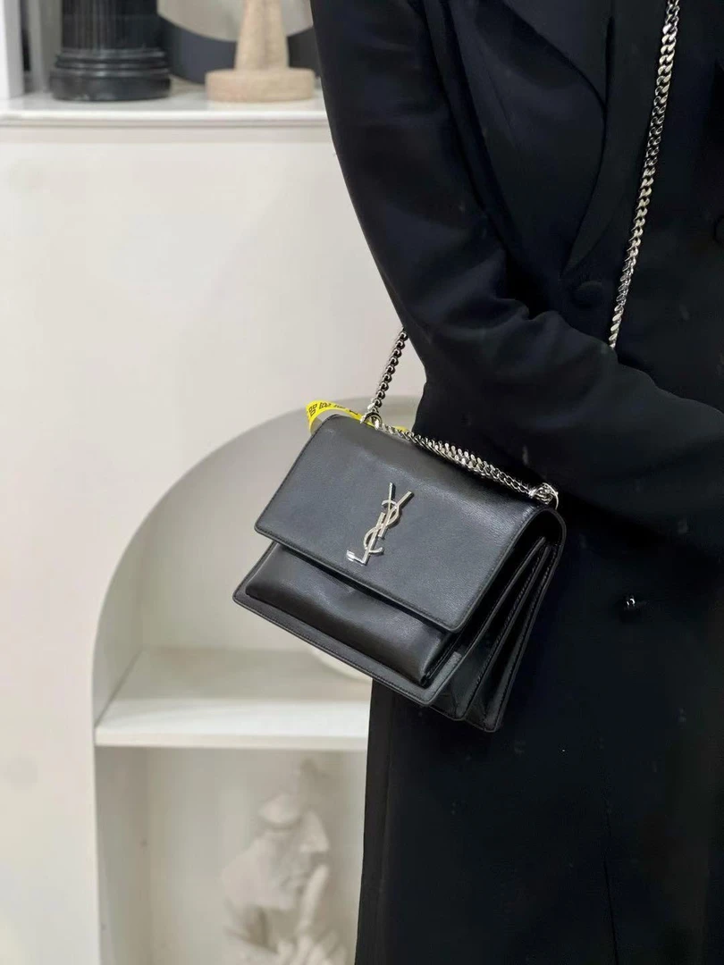 99新 YSL/圣罗兰 ysl 日落光面中号黑银/优品